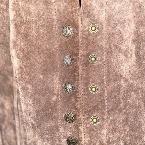 A.M.I. Leather Suede Jacket. Large . Long Sleeve. Fully Lined.Tan  brown Color - Picture 4 of 7